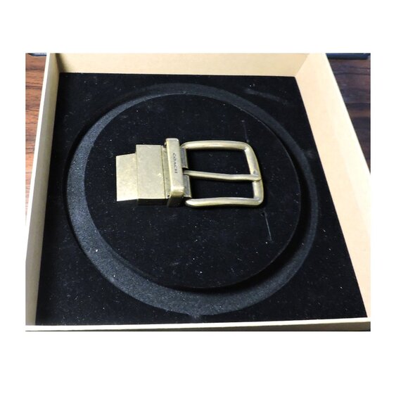 Coach Belt Reversible F55434 Black Dark Brown With 2 Buckles In Original Box - Picture 5 of 15